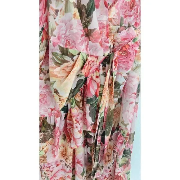 Bronx and Banco Rosa Wrap silk blend Dress in Rose & Multicolor XL(US10) - Picture 7 of 10